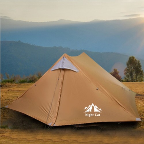 Night cat man tent - night,