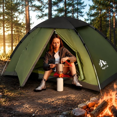Night cat man - cat, camping